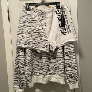 Women’s two piece spirit, jersey size, large shorts and matching sweatshirt